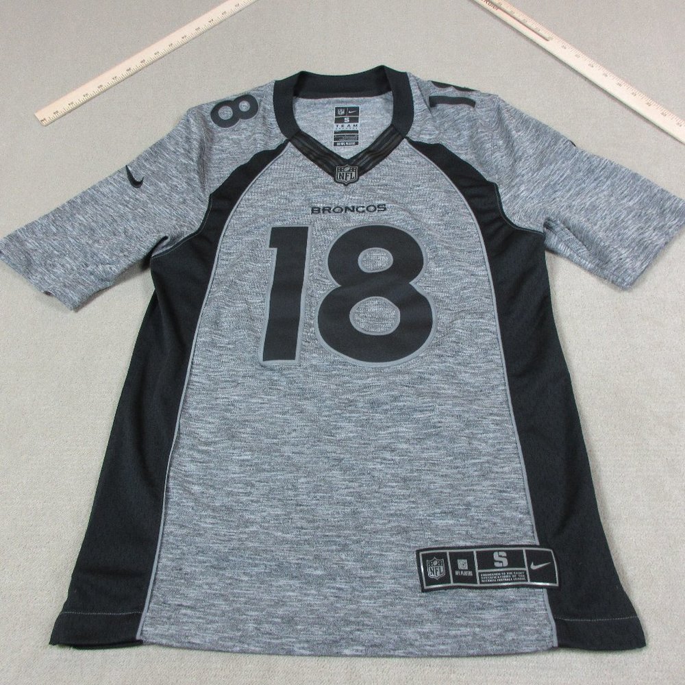 Denver Broncos Peyton Manning Jersey Mens Small Gray Black Nike NFL Football